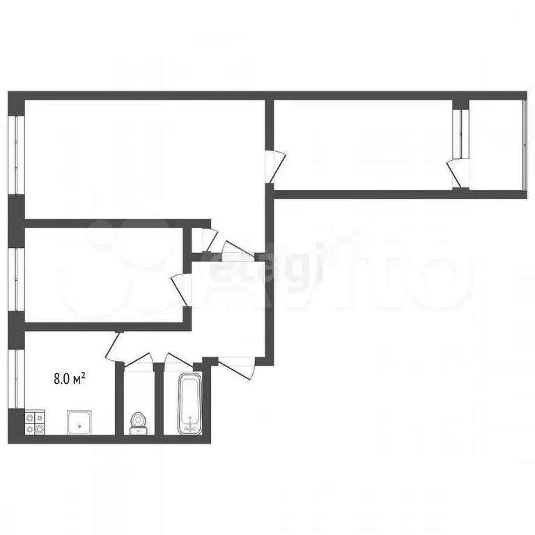 2-к. квартира, 33 м, 8/9 эт. - Фото 0