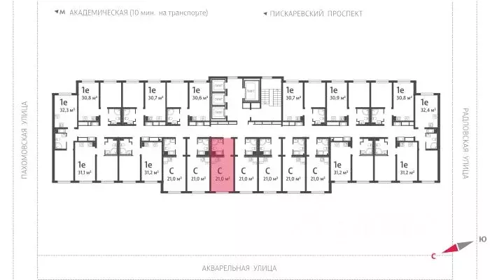 Студия Санкт-Петербург ул. Пахомовская, 12к2 (20.8 м) - Фото 1