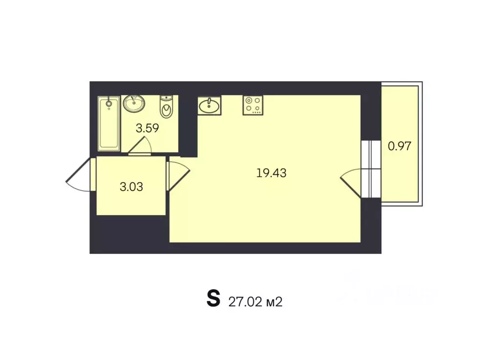 Студия Ярославская область, Ярославль ул. Строителей, 18 (27.0 м) - Фото 0