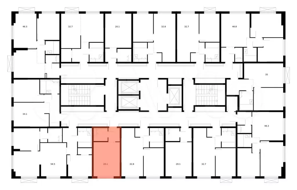 Апартаменты-студия, 20,1м, 2/24эт. - Фото 1