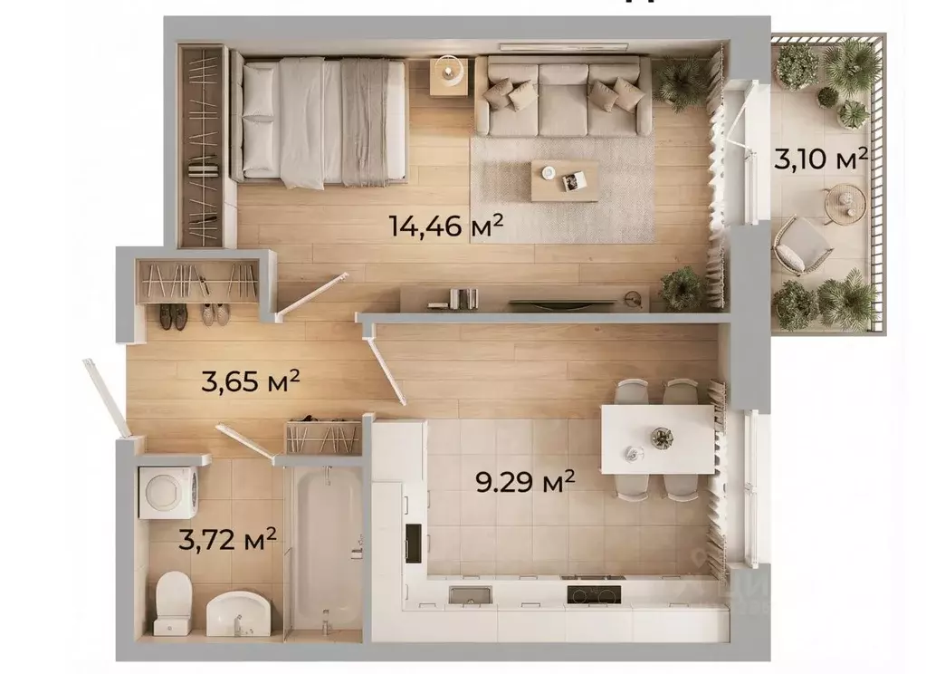 1-к кв. Ярославская область, Ярославль ул. Строителей, 18 (31.1 м) - Фото 2