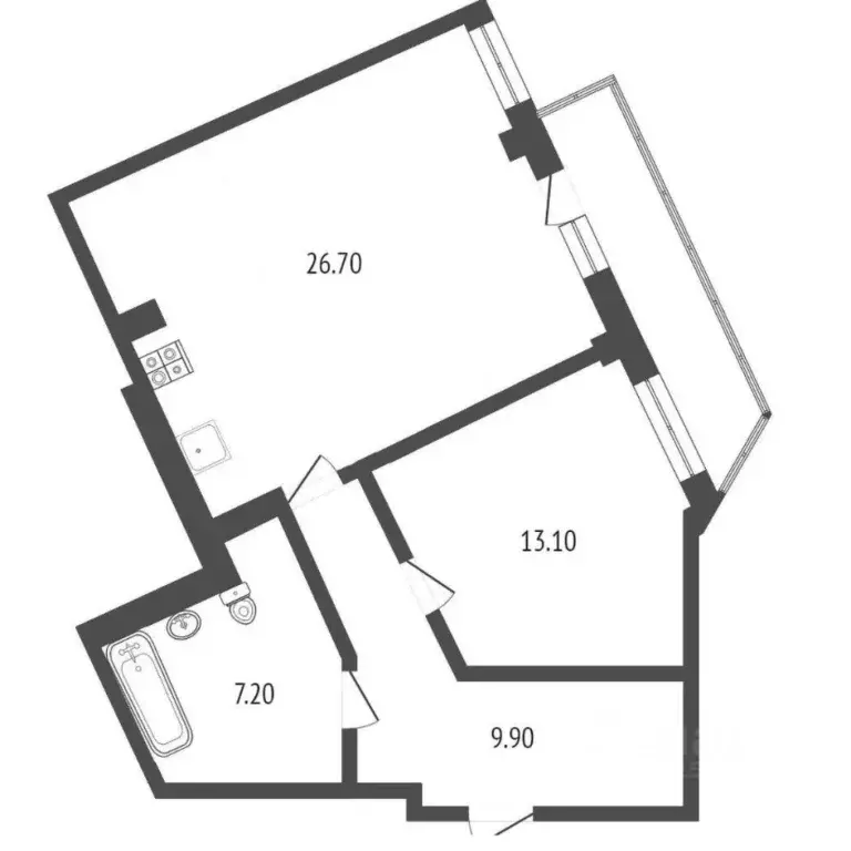 1-к кв. Тюменская область, Тюмень ул. Николая Никитина, 10 (60.0 м) - Фото 2