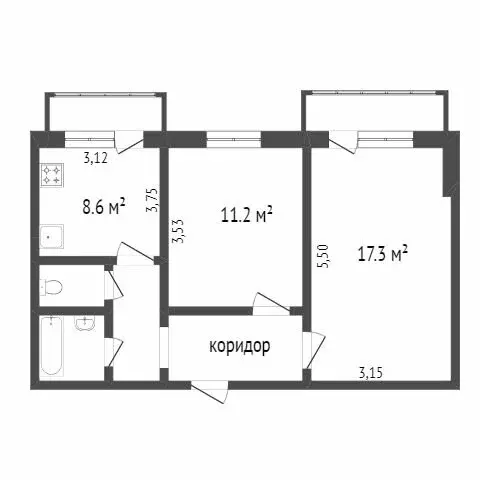 2-комнатная квартира: Белгород, Октябрьская улица, 63 (52 м) - Фото 1