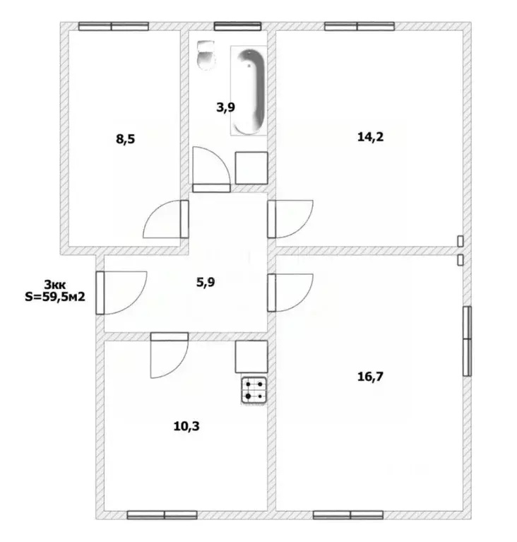 3-к кв. Калининградская область, Калининград Советский просп., 173 ... - Фото 2