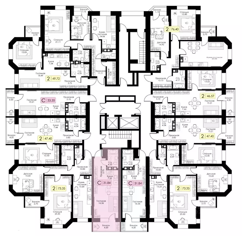 Студия Тверская область, Тверь Урбан Парк жилой комплекс (31.84 м) - Фото 2