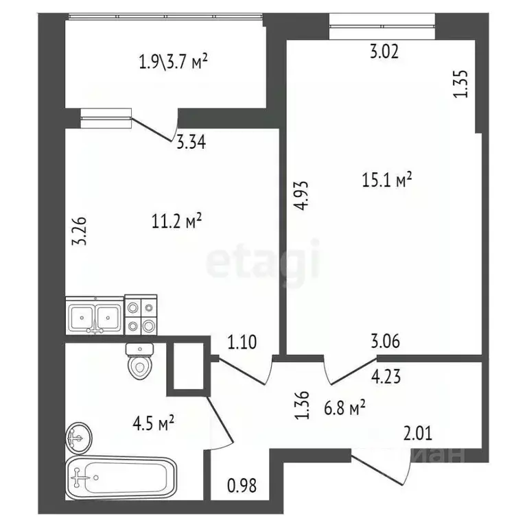 1-к кв. Санкт-Петербург ул. Федора Котанова, 13к1 (37.6 м) - Фото 1