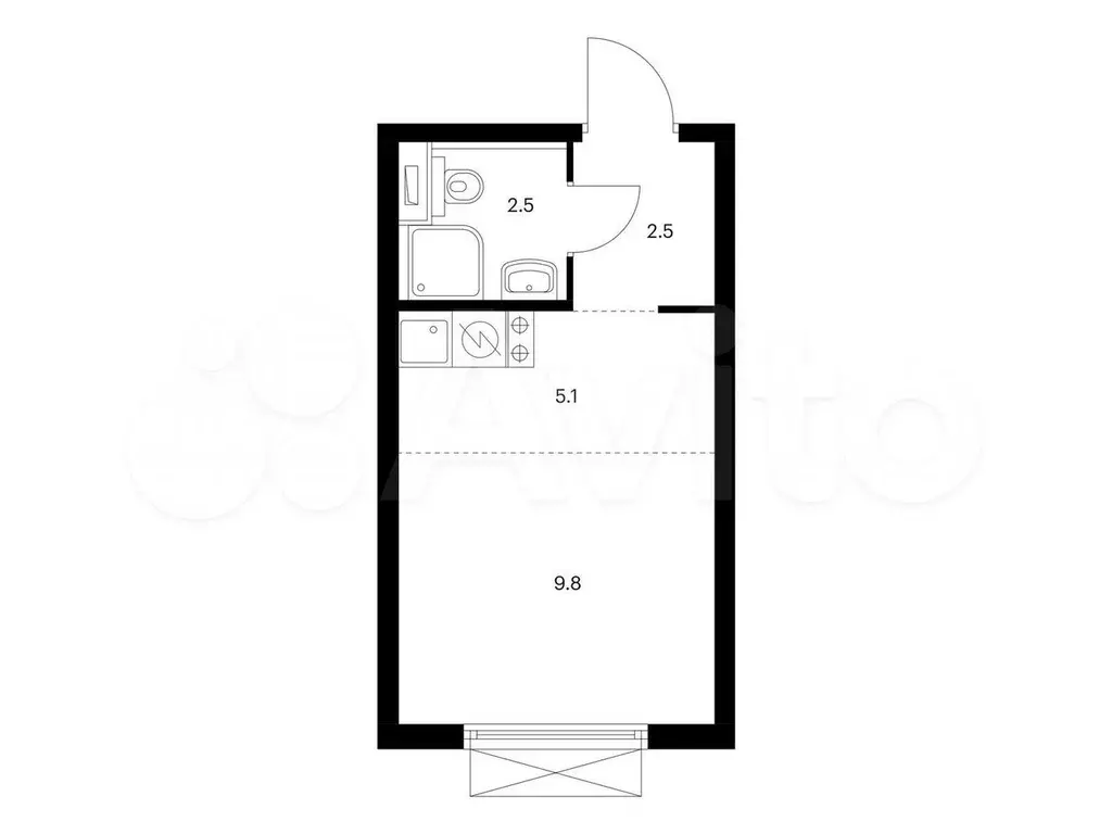 Квартира-студия, 19,9 м, 32/33 эт. - Фото 0