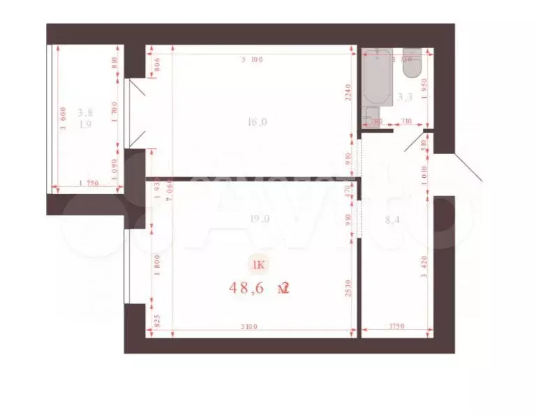 1-к. квартира, 48,6 м, 3/10 эт. - Фото 0