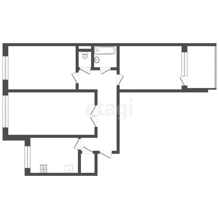 3-комнатная квартира: Тюмень, улица Московский Тракт, 102 (64.8 м) - Фото 1