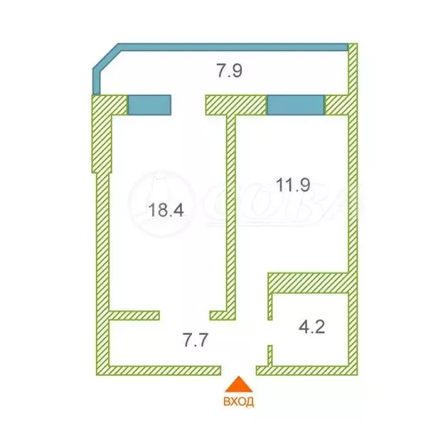 1-комнатная квартира: Тюмень, Депутатская улица, 110 (43 м) - Фото 2