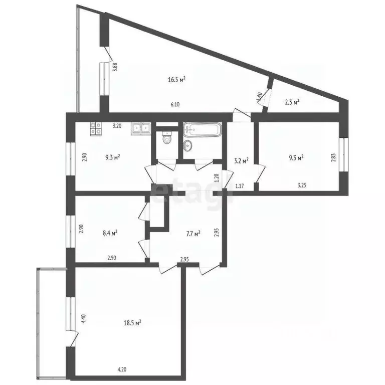 4-к кв. Кемеровская область, Кемерово ул. Свободы, 13а (82.6 м) - Фото 2