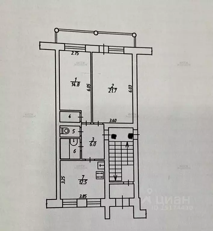 2-к кв. Калужская область, Калуга ул. Кирова, 44А (61.2 м) - Фото 1