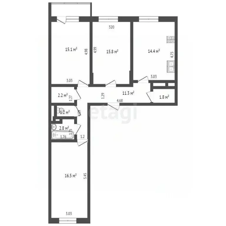 3-к кв. Московская область, Видное бул. Зеленые аллеи, 14 (82.0 м) - Фото 1