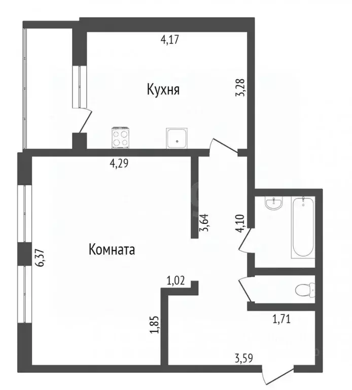 1-к кв. Тюменская область, Тюмень ул. Михаила Сперанского, 17 (48.9 м) - Фото 0