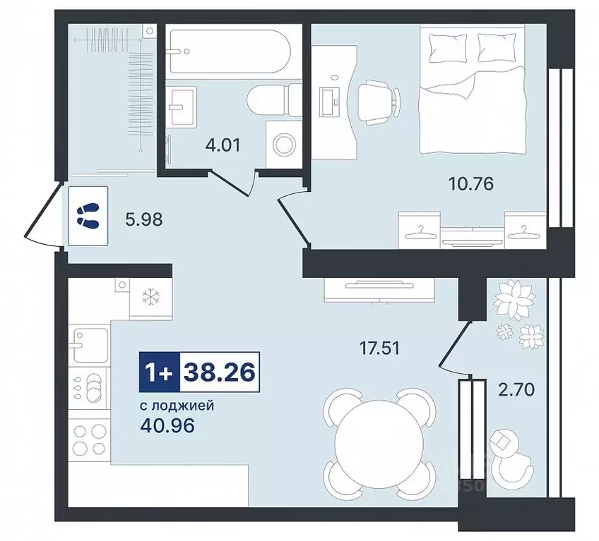 1-к кв. Тюменская область, Тюмень Ставропольская ул., 1к4 (38.26 м) - Фото 1