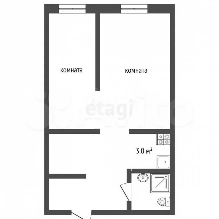 2-к. квартира, 25 м, 5/5 эт. - Фото 0