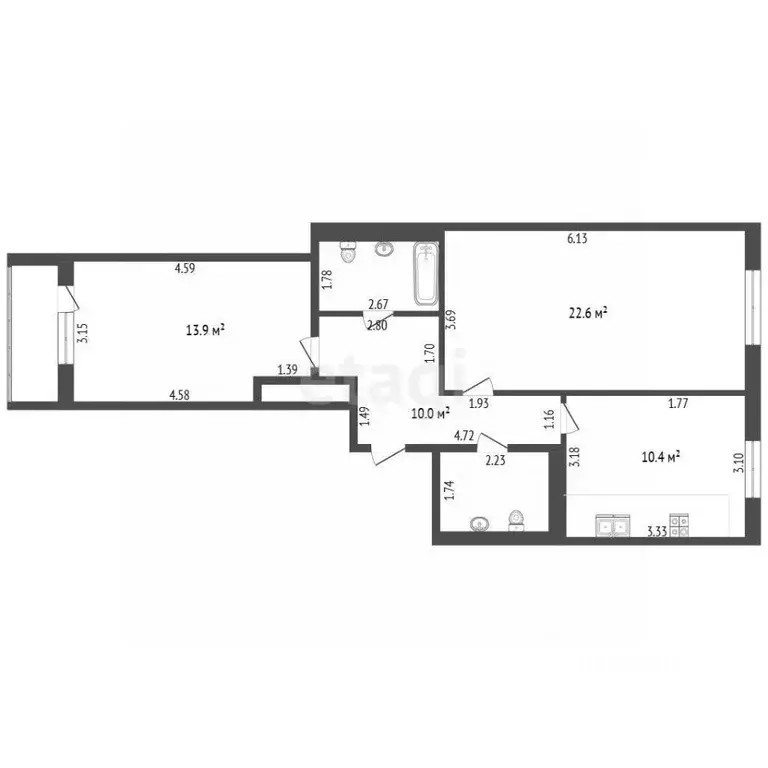 2-к кв. Москва пер. Посланников, 6 (65.6 м) - Фото 2