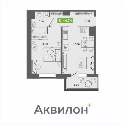 1-к кв. Архангельская область, Архангельск Северодвинская ул., 25А ... - Фото 0