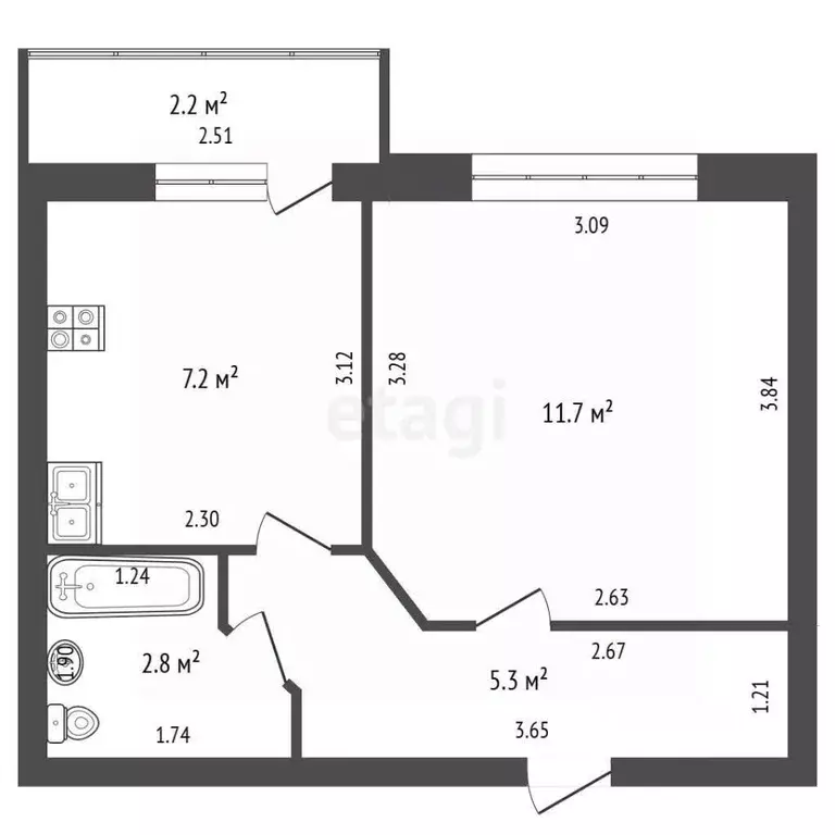1-к кв. Калининградская область, Гурьевск бул. Пражский, 14 (30.0 м) - Фото 2