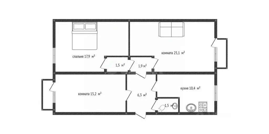 2-к кв. Смоленская область, Смоленск ул. Лавочкина, 52 (46.3 м) - Фото 1