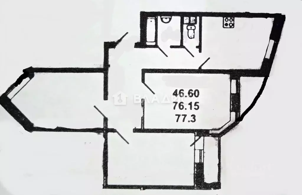 3-к кв. Санкт-Петербург просп. Сизова, 25 (76.0 м) - Фото 2