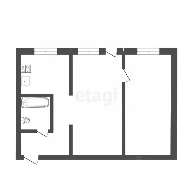 2-к кв. Томская область, Томск ул. Елизаровых, 39/2 (46.9 м) - Фото 1
