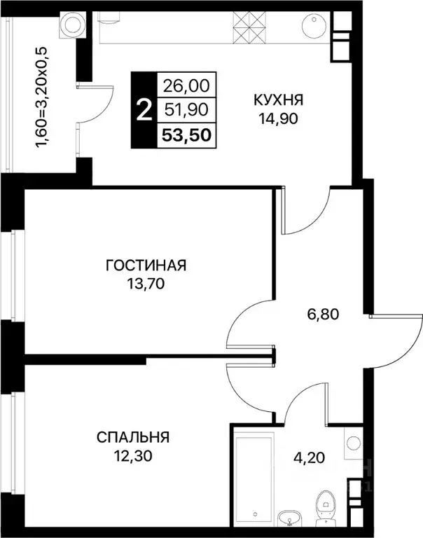 2-к кв. Ростовская область, Ростов-на-Дону Смартполет жилой комплекс ... - Фото 0