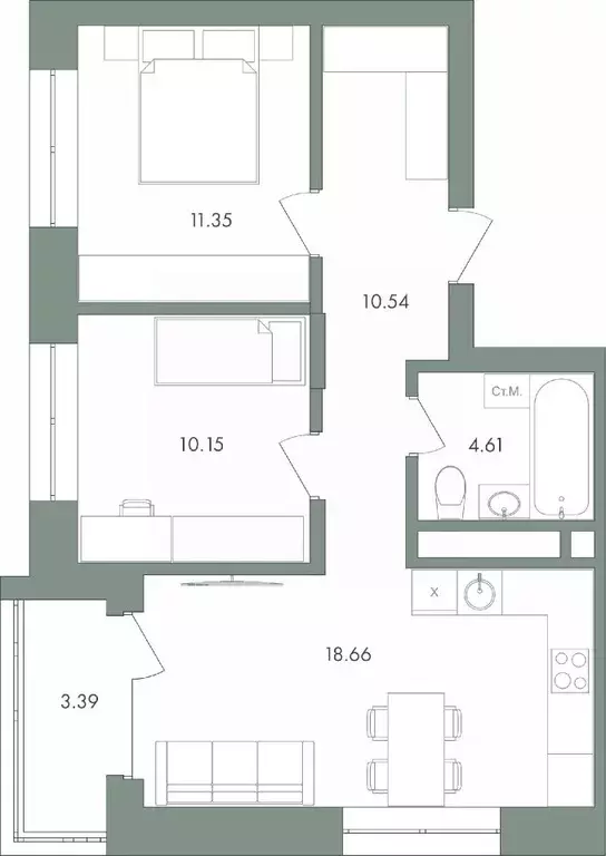 2-к кв. Ханты-Мансийский АО, Сургут ул. Крылова (58.7 м) - Фото 0