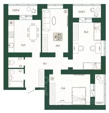 3-к кв. Самарская область, Волжский район, Смышляевка городское ... - Фото 1