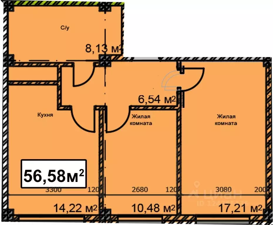 2-к кв. Ставропольский край, Ессентуки ул. Благодатная, 22к2 (56.58 м) - Фото 1