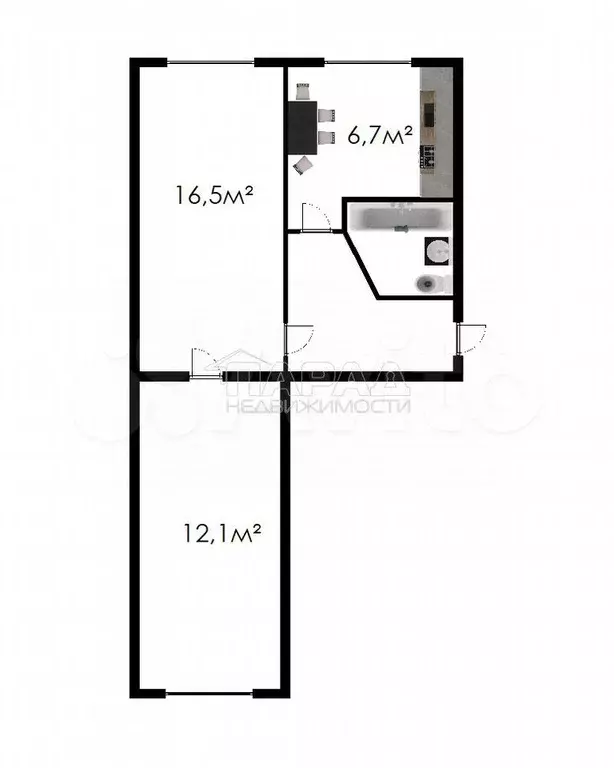 2-к. квартира, 41,8 м, 1/5 эт. - Фото 0