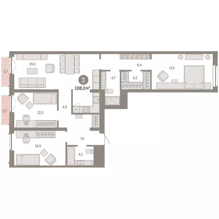 3-комнатная квартира: Новосибирск, Октябрьский район, микрорайон ... - Фото 1