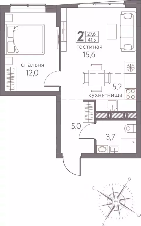 Студия Пермский край, Пермь ул. Серебристая, 3А (41.5 м) - Фото 0