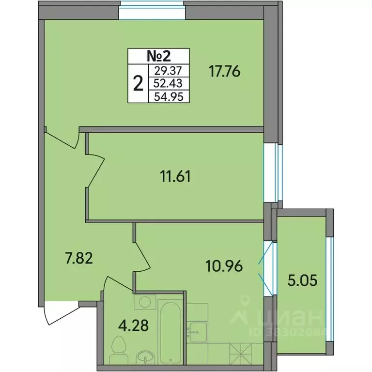 2-к кв. Ленинградская область, Всеволожский район, Агалатовское с/пос, ... - Фото 1