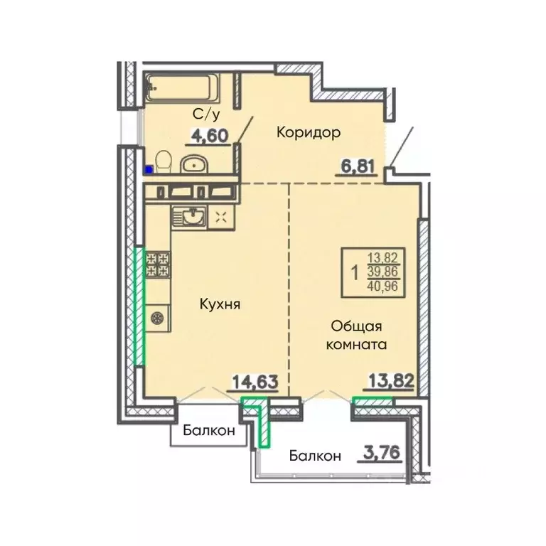 Свободной планировки кв. Бурятия, Улан-Удэ Энергетик мкр,  (40.96 м) - Фото 1