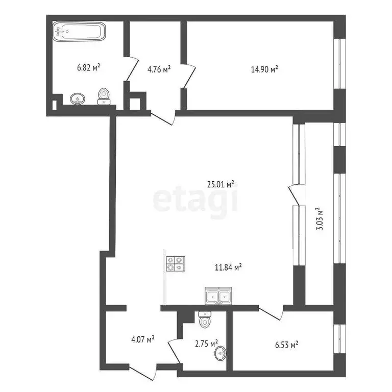 2-комнатная квартира: Туапсе, улица Портовиков, 39/4 (79.93 м) - Фото 0