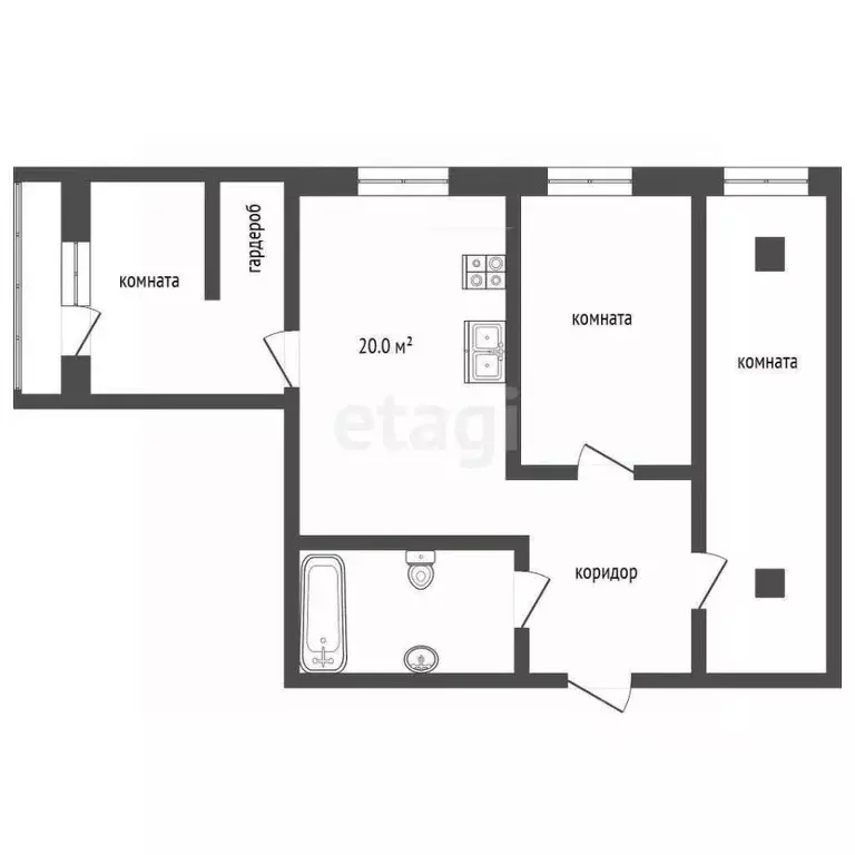 3-к кв. Архангельская область, Котлас ул. Невского, 20 (94.3 м) - Фото 1