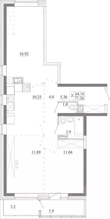3-к кв. Иркутская область, Иркутск Ново-Ленино мкр,  (71.26 м) - Фото 0
