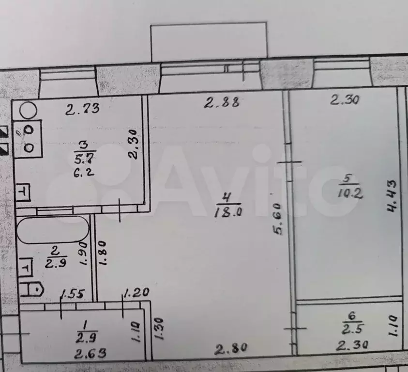 2-к. квартира, 42,7 м, 3/4 эт. - Фото 0
