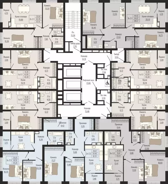 1-к кв. Ставропольский край, Ставрополь № 23 мкр,  (44.92 м) - Фото 2