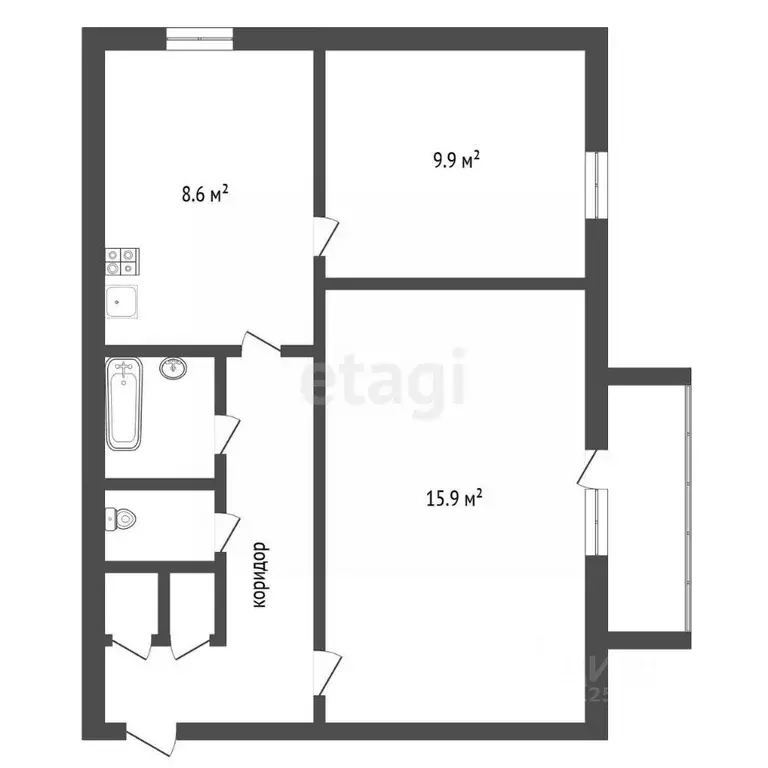 2-к кв. Воронежская область, Воронеж ул. Димитрова, 137 (45.0 м) - Фото 1