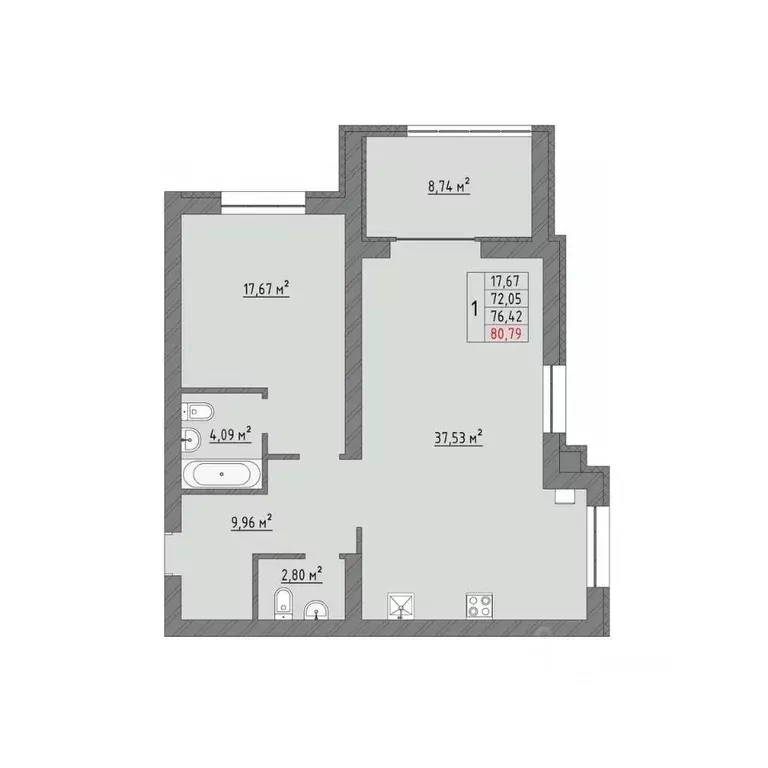 1-к кв. Ивановская область, Иваново Кооперативная ул., 3 (80.79 м) - Фото 1