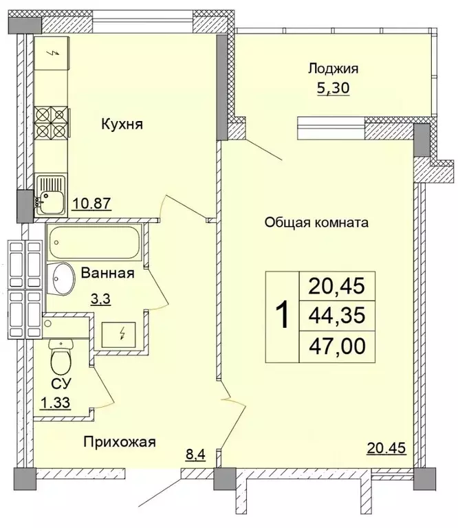 1-к кв. Белгородская область, Старый Оскол Степной мкр, 33Е (47.0 м) - Фото 1