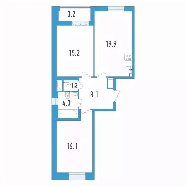 2-к кв. Санкт-Петербург ул. Типанова, 22 (66.5 м) - Фото 0