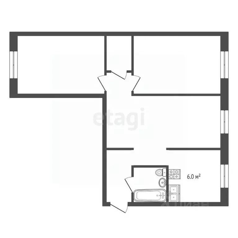 3-к кв. Владимирская область, Муром Московская ул., 109 (54.4 м) - Фото 1