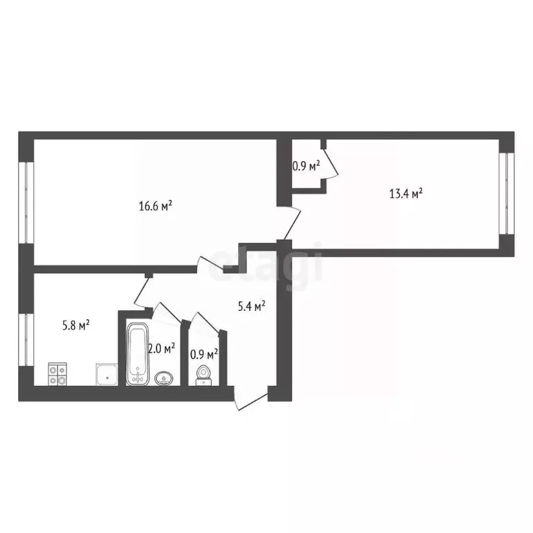 2-к кв. Башкортостан, Стерлитамак ул. Комарова, 14 (45.0 м) - Фото 2