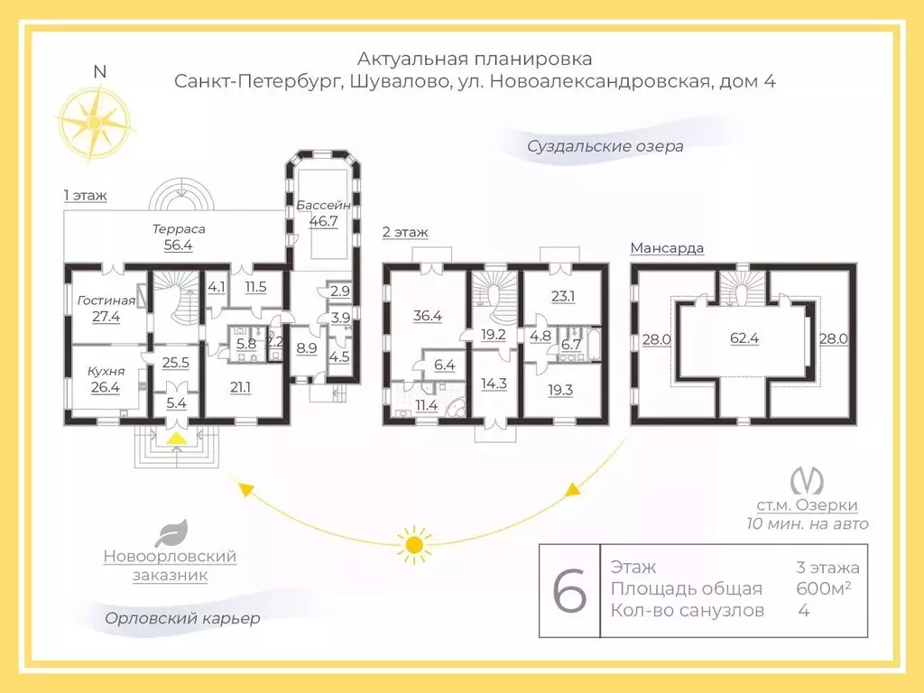 Дом в Санкт-Петербург Шувалово тер., ул. Новоалександровская, 4 (606 ... - Фото 2