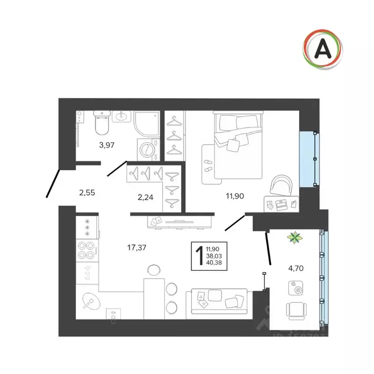 1-к кв. Брянская область, Брянск Советская ул., 122 (40.38 м) - Фото 0