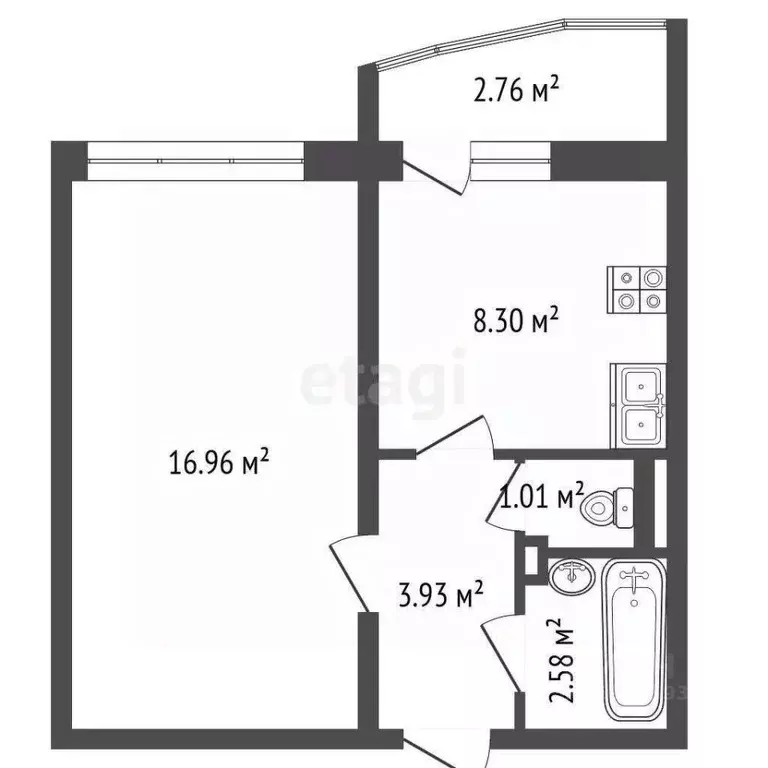 1-к кв. Чувашия, Чебоксары просп. Геннадия Айги, 14 (33.3 м) - Фото 2
