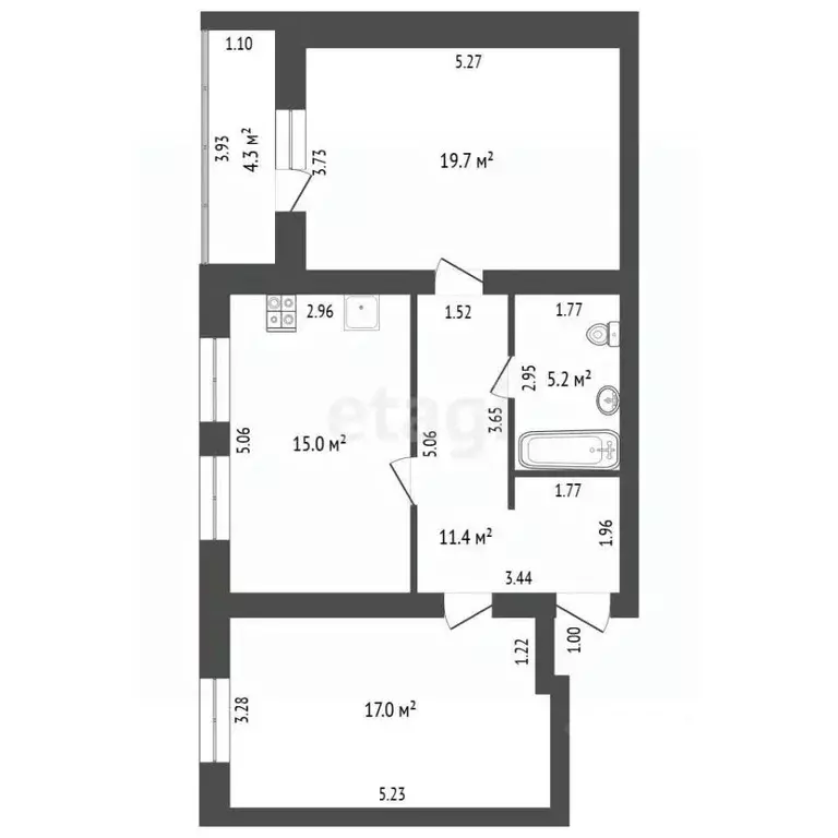 2-к кв. Алтайский край, Барнаул пер. Малый Прудской, 44/252Б (68.0 м) - Фото 1